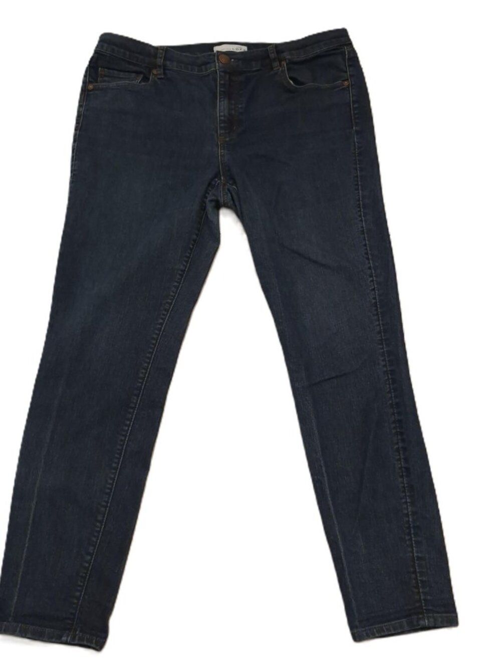 LOFT Ann Taylor Slim Mid Rise Jeans Womens 12/31 Dark Wash Straight Leg